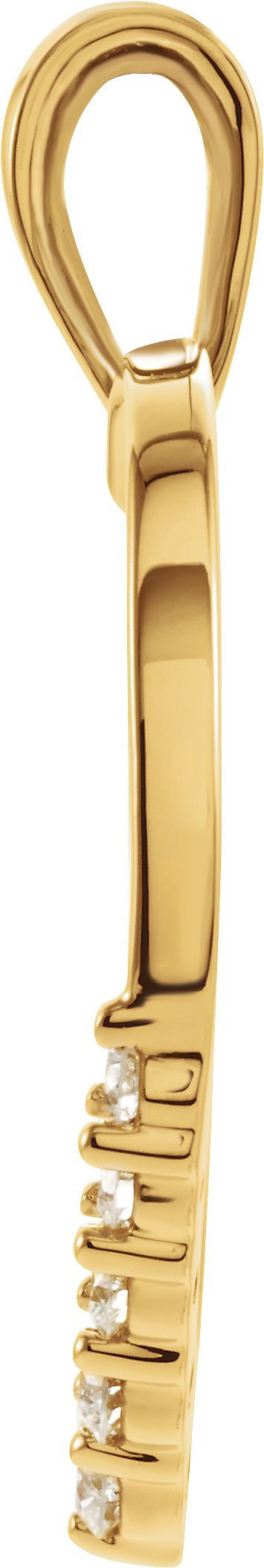 14K Gold Round Natural Diamond Journey Heart Pendant - Yellow Gold - view 2