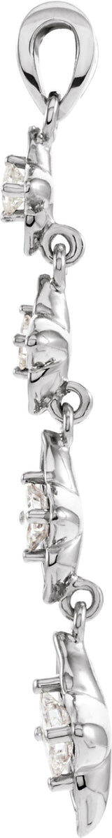 18K Gold Journey Floral Graduated Pendant - White Gold - view 2