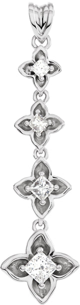 14K Gold Journey Floral Graduated Pendant - White Gold