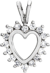 14K Gold Round Natural Diamond Heart Pendant – 1/3 CTW - White Gold