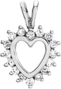 14K Gold Round Natural Diamond Heart Pendant – 1/3 CTW - White Gold