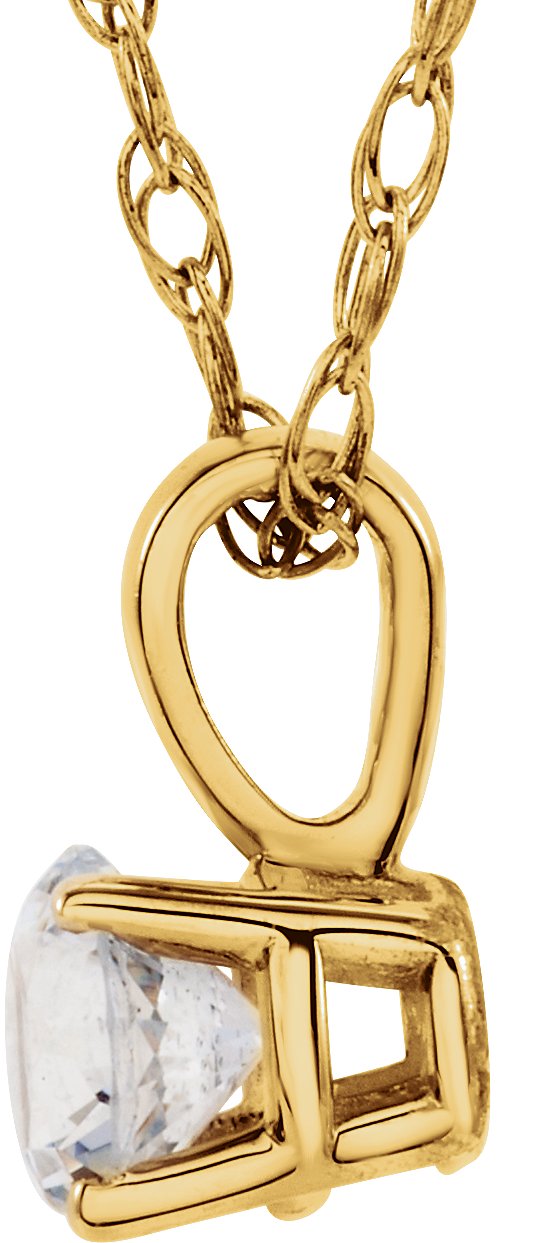 14K Gold Round Natural Diamond Youth Birthstone Necklace or Pendant - Yellow Gold - view 2