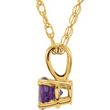14K Gold Round Amethyst Youth Birthstone Necklace or Pendant - Yellow Gold - view 2