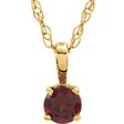 14K Gold Round Mozambique Garnet Youth Birthstone Necklace or Pendant - Yellow Gold