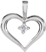 14K Gold Round Natural Diamond Heart Pendant – 0.02 CTW