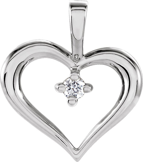 14K Gold Round Natural Diamond Heart Pendant – 0.02 CTW