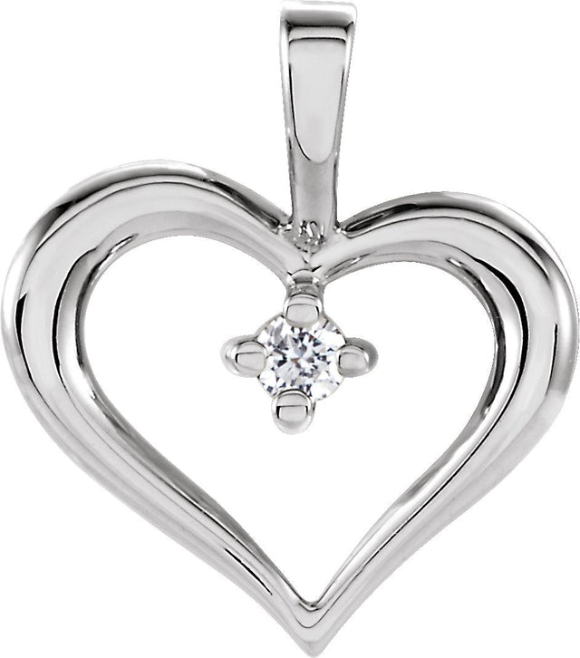 14K Gold Round Natural Diamond Heart Pendant – 0.02 CTW