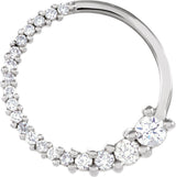 18K Gold Round Natural Diamond Graduated Journey Pendant - White Gold