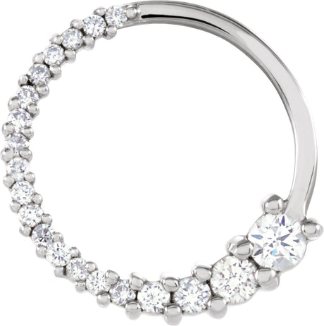 18K Gold Round Natural Diamond Graduated Journey Pendant - White Gold