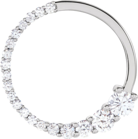 14K Gold Round Natural Diamond Graduated Journey Pendant - White Gold