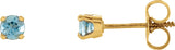 14K Gold Blue Zircon Round 4-Prong Youth Birthstone Stud Earrings - Yellow Gold