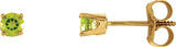 14K Gold Peridot Round 4-Prong Youth Birthstone Stud Earrings - Yellow Gold