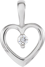 14K Gold Round Natural Diamond Accented Heart Pendant – 0.07 CTW - White Gold