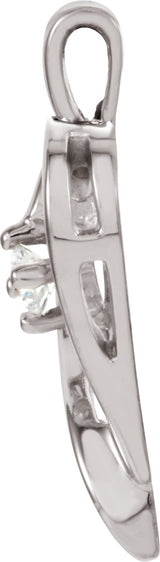 14K Gold Round Natural Diamond Accented Heart Pendant - White Gold - view 2