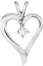 14K Gold Round Natural Diamond Accented Heart Pendant - White Gold