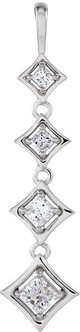 18K Gold Journey Graduated Pendant - White Gold
