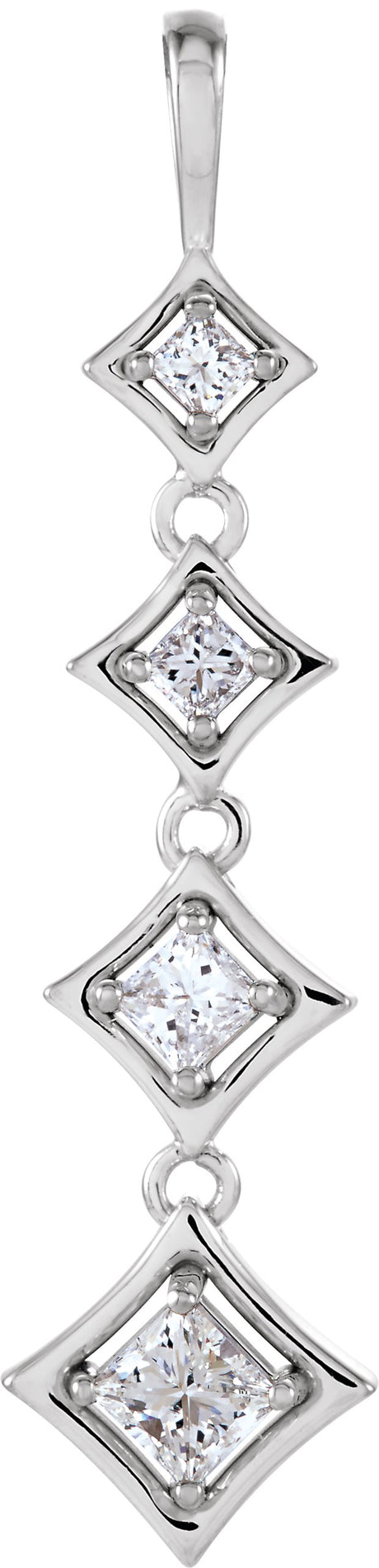 18K Gold Journey Graduated Pendant - White Gold