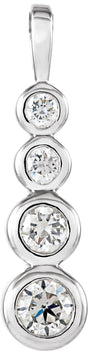 14K Gold Journey Graduated Bezel-Set Pendant - White Gold