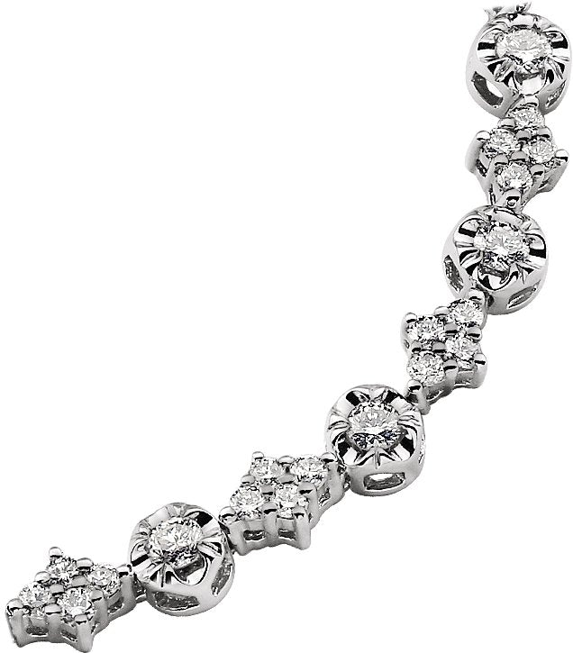 14K Gold Round Natural Diamond Line Bracelet V - view 4
