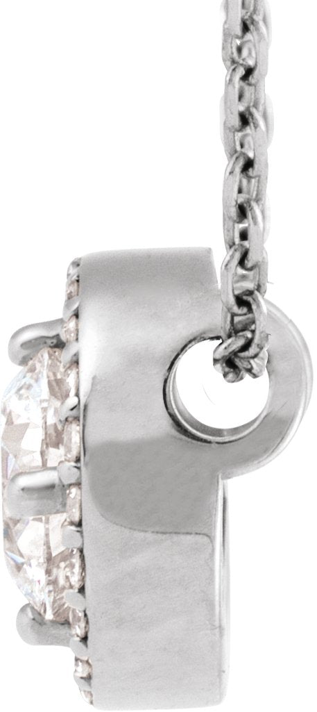 14K Gold Round Lab-Grown Diamond Halo-Style Necklace or Pendant – up to 1/4 CTW - White Gold - view 2