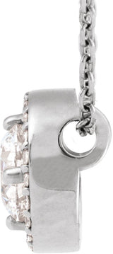 14K Gold Round Natural Diamond Halo-Style Necklace or Pendant – up to 1/5 CTW - White Gold - view 2