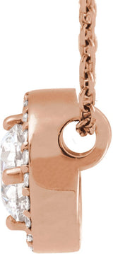 14K Gold Round Natural Diamond Halo-Style Necklace or Pendant – up to 1/5 CTW - Rose Gold - view 2