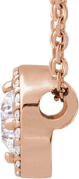 14K Gold Round Lab-Grown Diamond Halo-Style Necklace or Pendant – up to 1/4 CTW - Rose Gold - view 2