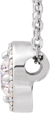 14K Gold Round Lab-Grown Diamond Halo-Style Necklace or Pendant – up to 1/4 CTW - White Gold - view 2