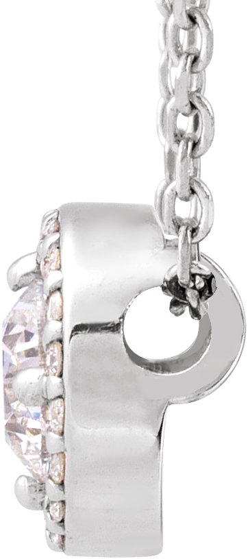 14K Gold Round Lab-Grown Diamond Halo-Style Necklace or Pendant – up to 1/4 CTW - White Gold - view 2