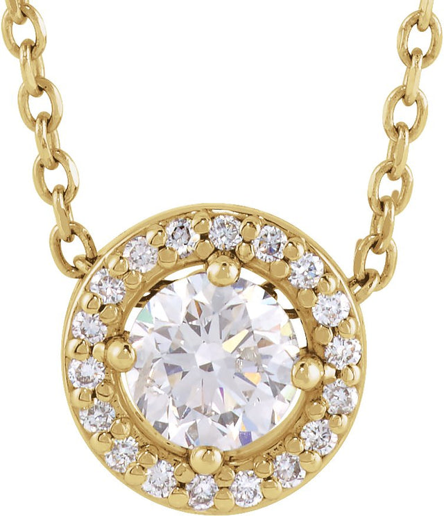 14K Gold Round Lab-Grown Diamond Halo-Style Necklace or Pendant – up to 1/4 CTW - Yellow Gold