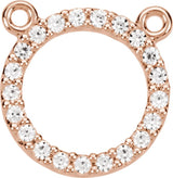 14K Gold Round Natural Diamond Petite Circle Necklace - Rose Gold