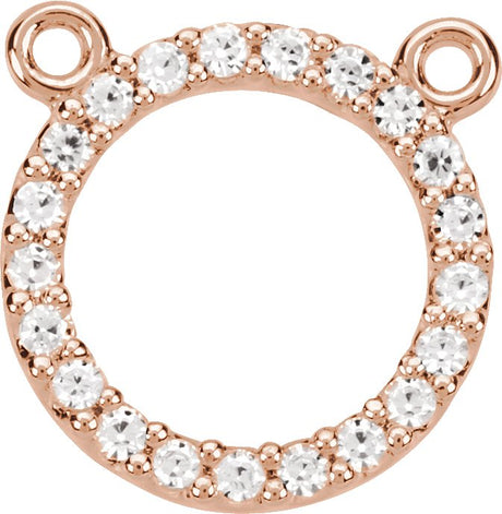 14K Gold Round Natural Diamond Petite Circle Necklace - Rose Gold