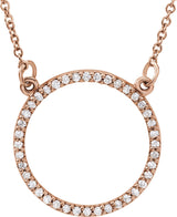 14K Gold Round Lab-Grown Diamond Petite Circle Necklace – 1/8 CTW - Rose Gold