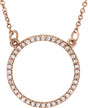 14K Gold Round Natural Diamond Petite Circle Necklace – 13x13mm - Rose Gold