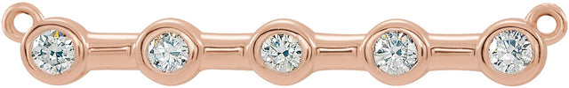 14K Gold Round Lab-Grown Diamond Bezel-Set Bar Necklace – 1/6 CTW - Rose Gold