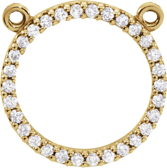14K Gold Round Natural Diamond Petite Circle Necklace - Yellow Gold - view 2