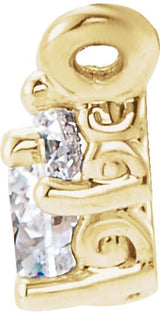 14K Gold Round Natural Diamond Three-Stone Necklace - Yellow Gold - view 2