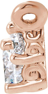 14K Gold Round Lab-Grown Diamond Three-Stone Necklace - Rose Gold - view 2
