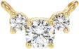 14K Gold Round Lab-Grown Diamond Three-Stone Necklace - Yellow Gold