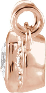 14K Gold Emerald Lab-Grown Diamond Accented Bar Necklace - Rose Gold - view 2