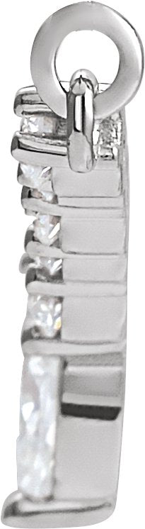 14K Gold Accented V Necklace or Necklace Center - White Gold - view 2