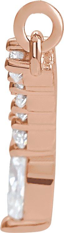 14K Gold Accented V Necklace or Necklace Center - Rose Gold - view 2