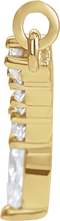 14K Gold Accented V Necklace or Necklace Center - Yellow Gold - view 2