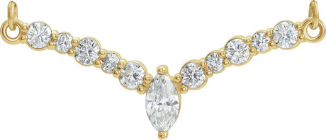 14K Gold Accented V Necklace or Necklace Center - Yellow Gold