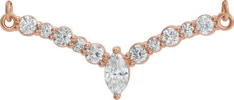 14K Gold Accented V Necklace or Necklace Center - Rose Gold
