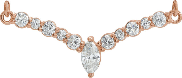 14K Gold Accented V Necklace or Necklace Center - Rose Gold