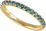 10K Gold Round Natural London Blue Topaz Birthstone Stackable Ring - Yellow Gold - view 4