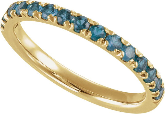 10K Gold Round Natural London Blue Topaz Birthstone Stackable Ring - Yellow Gold - view 4
