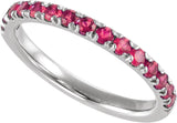 10K Gold Round Lab-Grown Ruby Birthstone Stackable Ring - White Gold - view 4
