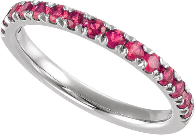 10K Gold Round Lab-Grown Ruby Birthstone Stackable Ring - White Gold - view 4
